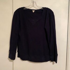 J. Crew Dark Blue Textured Crew Neck Tee Shirt Top, Women Size M